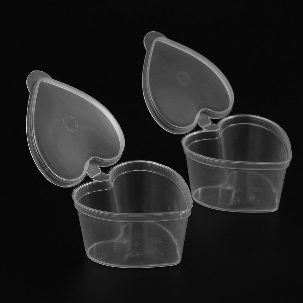 50 PCS 50ML PP Plastic Transparent Heart Shaped Spice Storage Leak Proof Container with Lid